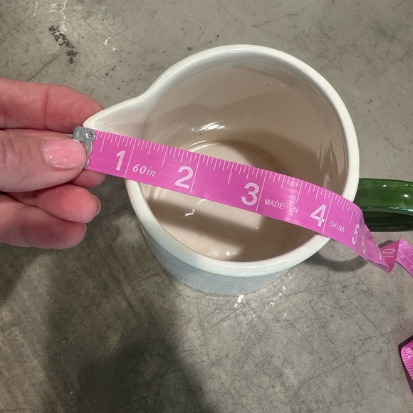 Floral Ceramic Pitcher with Green Handle - Picture 6 of 10